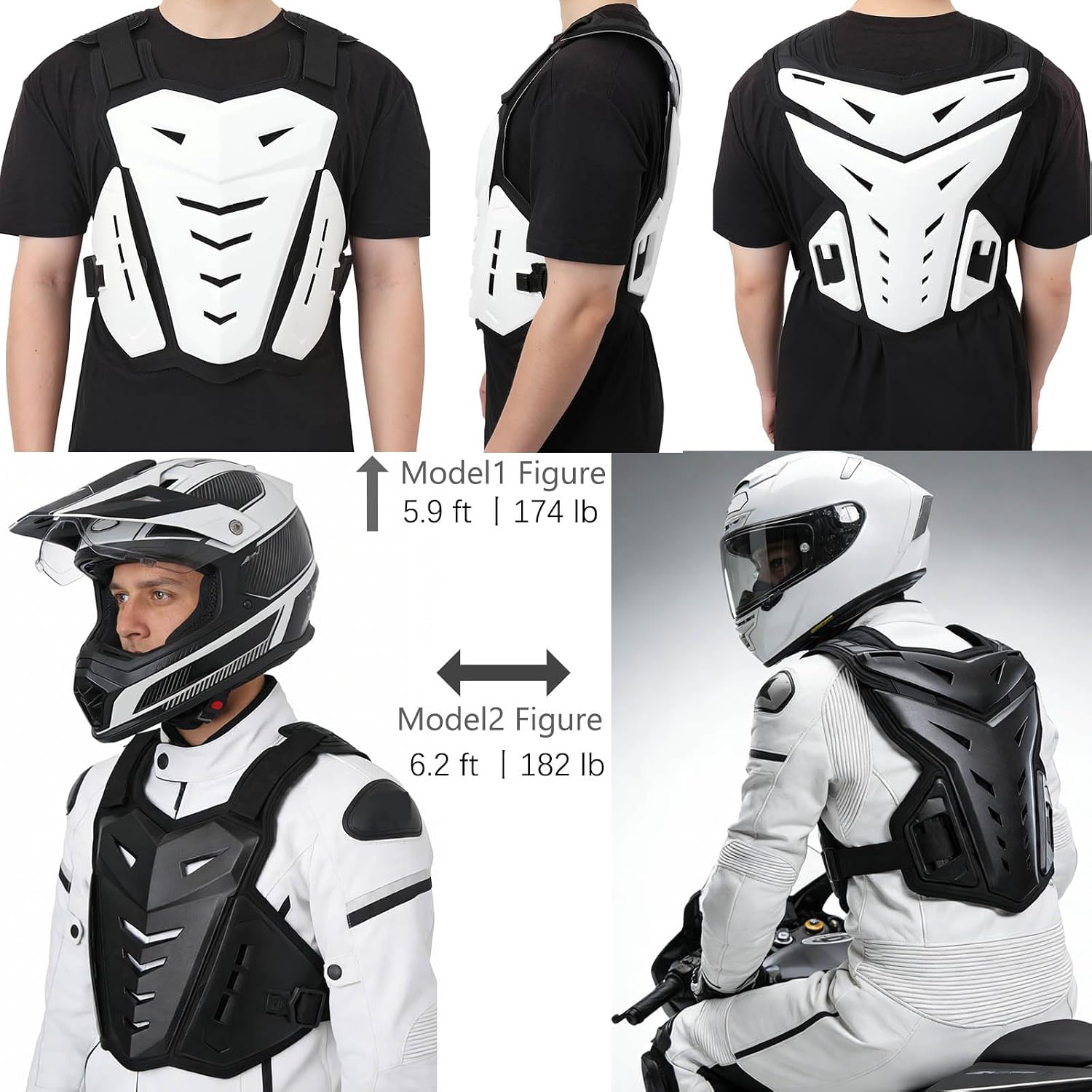 Lightweight Motorcycle Armor Protective Gear Chest and Back Protector | Light Upgrade Riding Jacket, Dirtbike