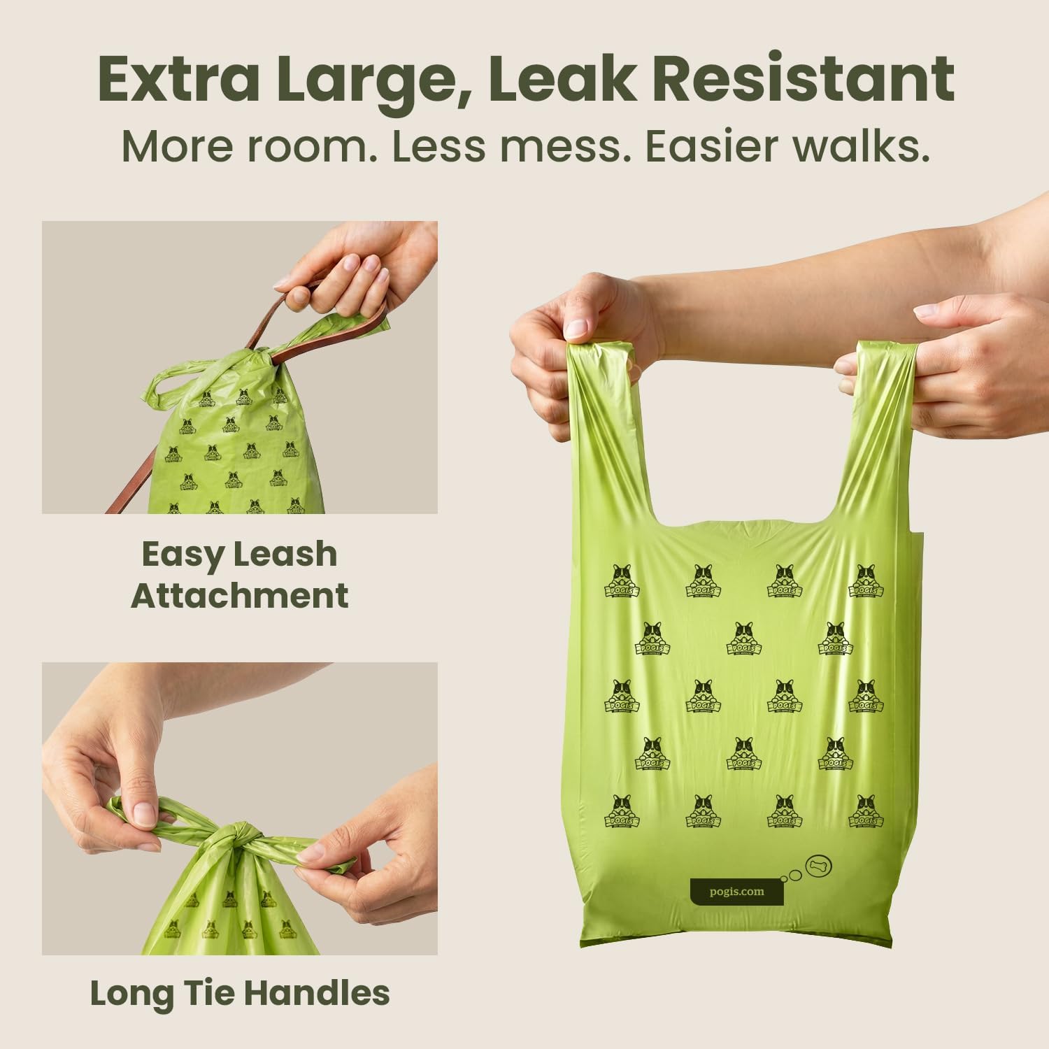 Pogi’s Dog Poop Bags with Handles – Extra-Thick, Leak-Proof, Large, Fresh Scent, 300-Count