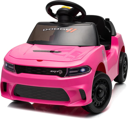 Licensed Dodge Electric Ride on Car for Kids, Ride on Toy for Toddler Aged 1-3 w/Music & Horn - Rose Pink