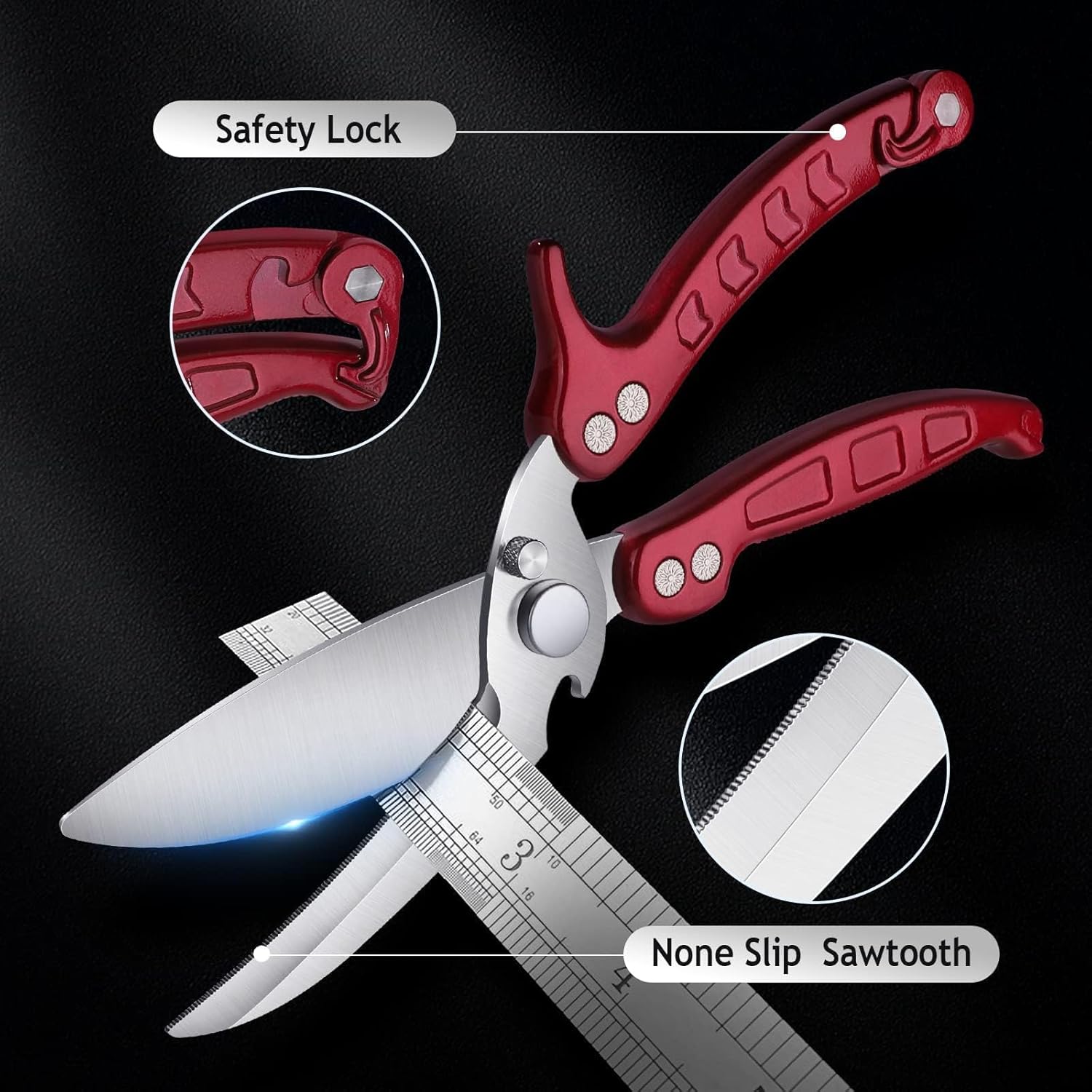 Heavy Duty Poultry Shears - A Must Have Kitchen Shears for Chicken and Meat Cutting - Dishwasher Safe and Stainless