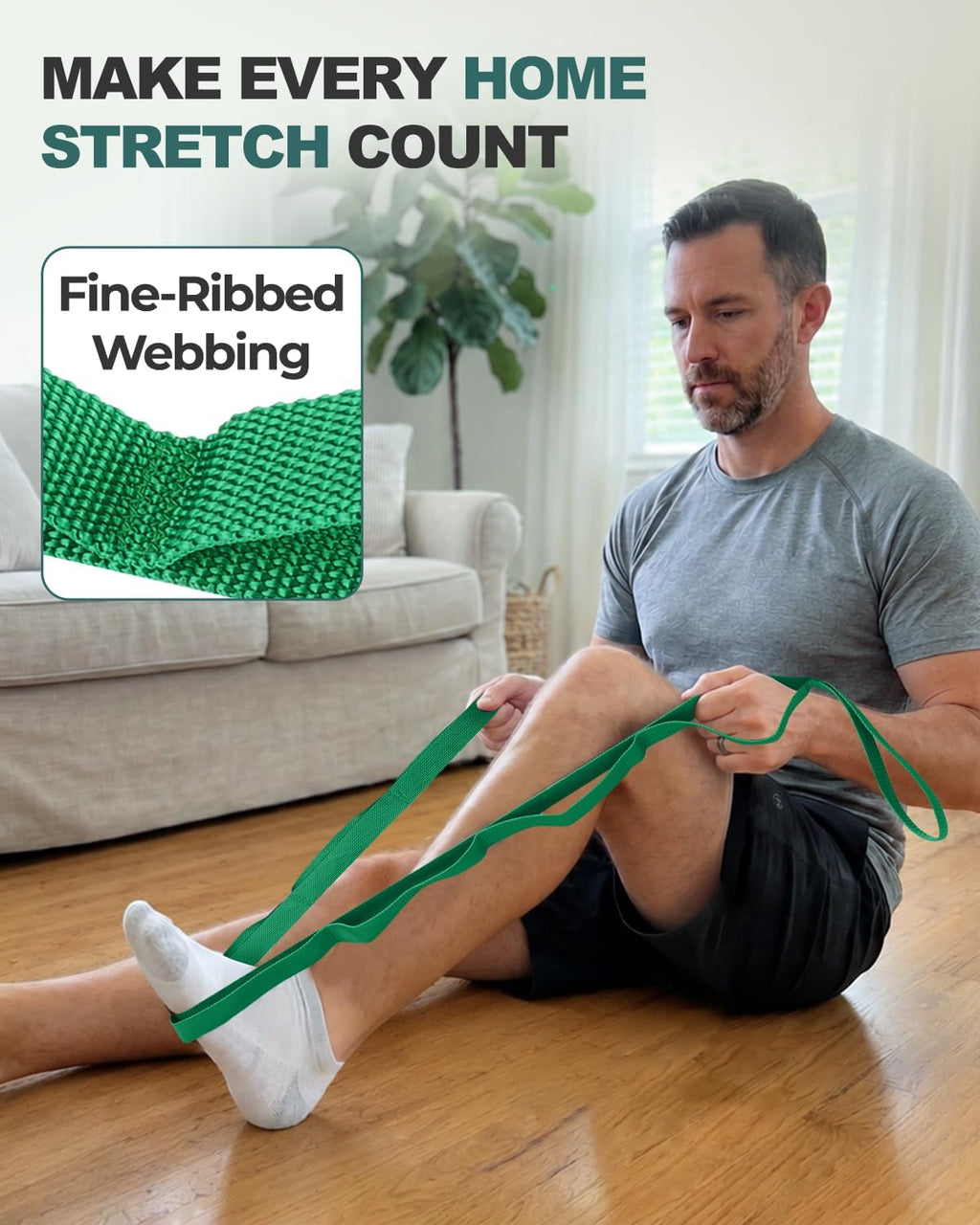 Stretching Strap with Loops for Physical Therapy,Non-Elastic