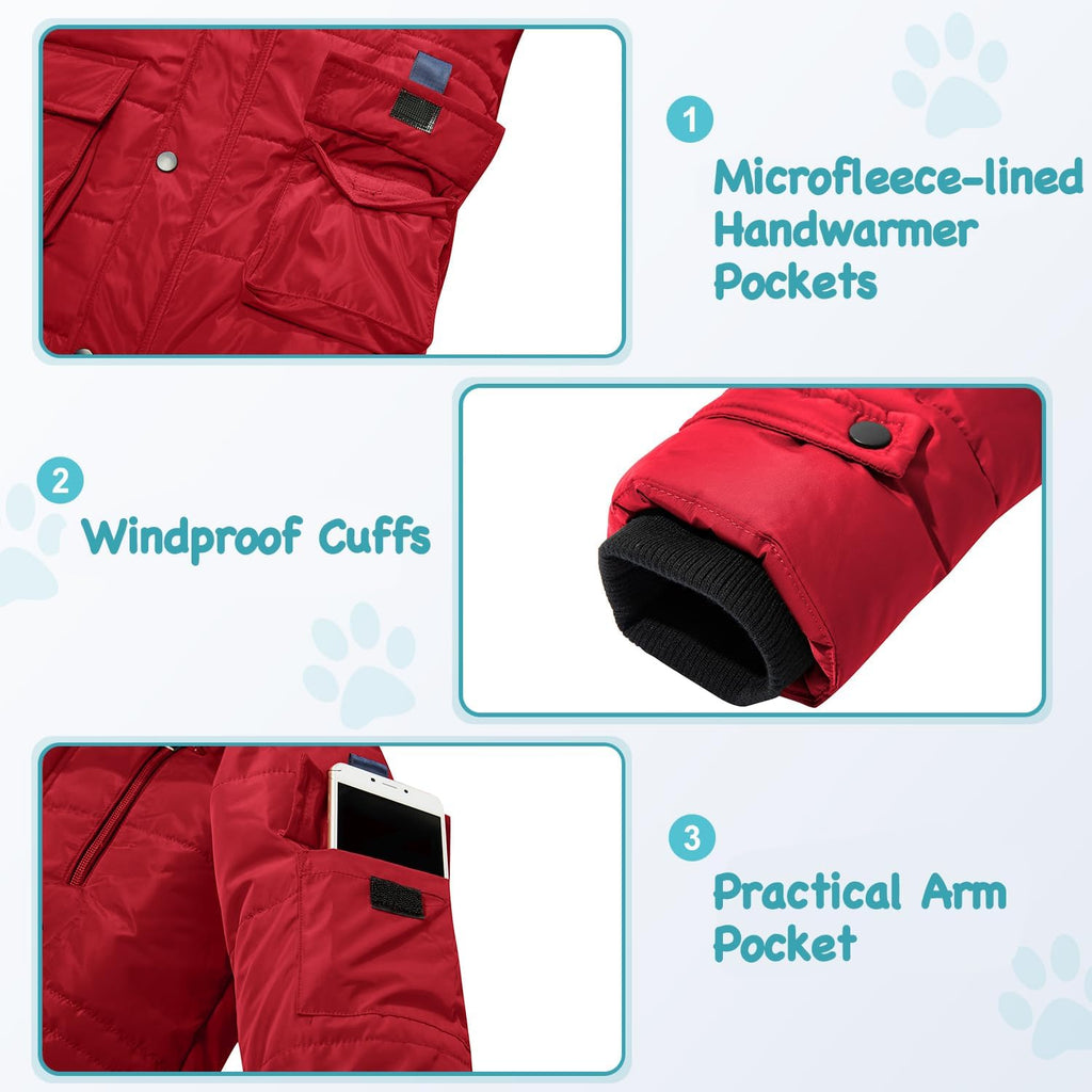 Boy Winter Coat Warm Quilted Puffer Water Resistant Parka Jacket with Detachable Fur Hood for Big Boys
