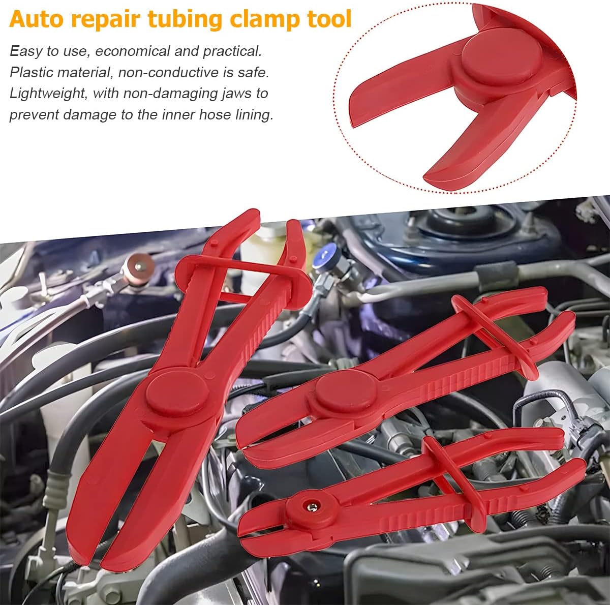 Hose Clamp Pliers, 6 Pack 3 Size Line Pinch Clamps Set, Plastic Hose Pinching Off Pliers for Automotive Radiator