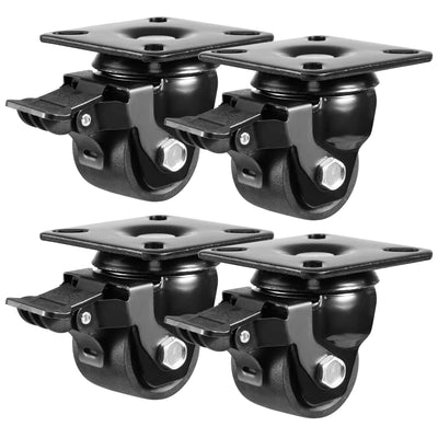 2-inch Plate Swivel Caster Wheels Set of 4 Heavy Duty, Load Capacity 2200lbs, Low Gravity Center Black Extra Width