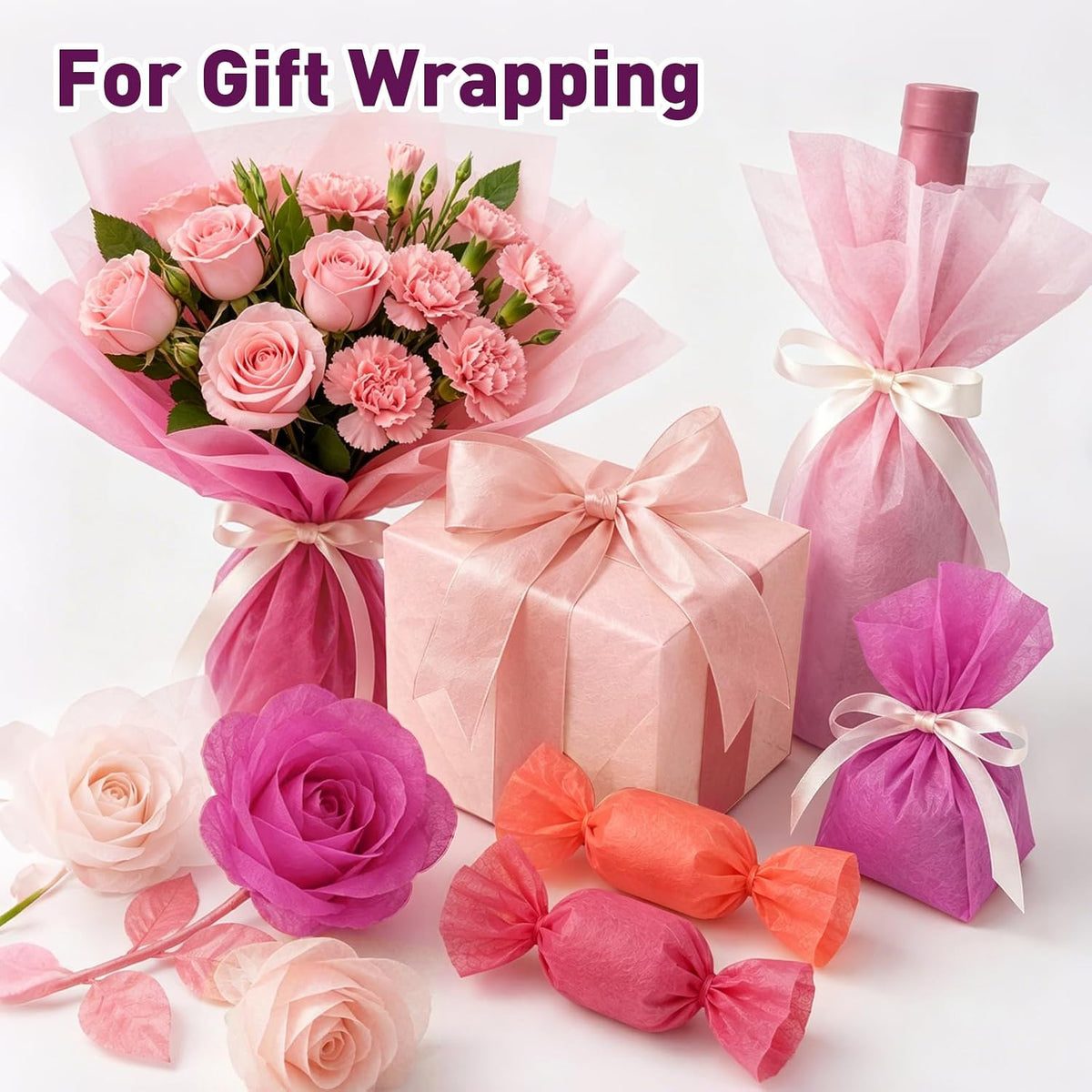 330 Pcs Pink Tissue Paper,6-Color 14"X10" Tissue Paper Bulk