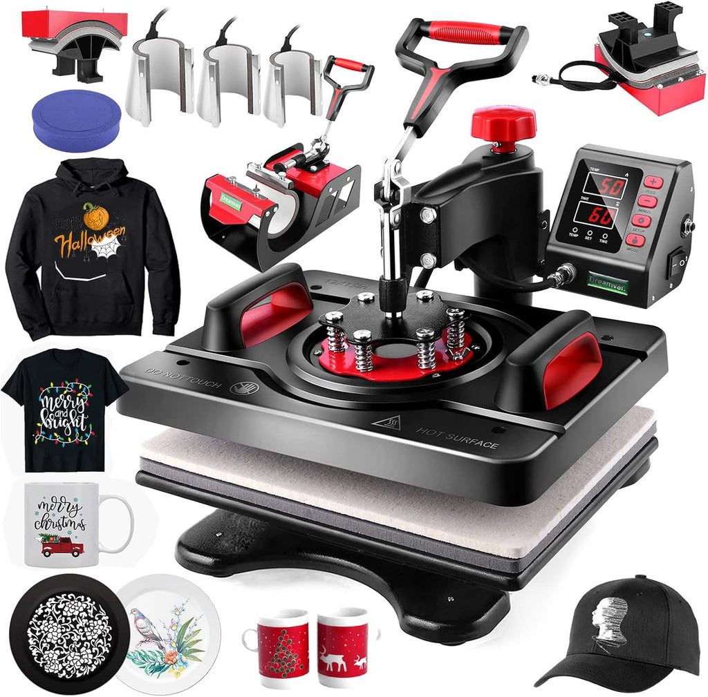 Professional 8 in 1 Heat Press Machine Sublimation Machine 12" X 15" Shirt Press Machine 360° Swing Away