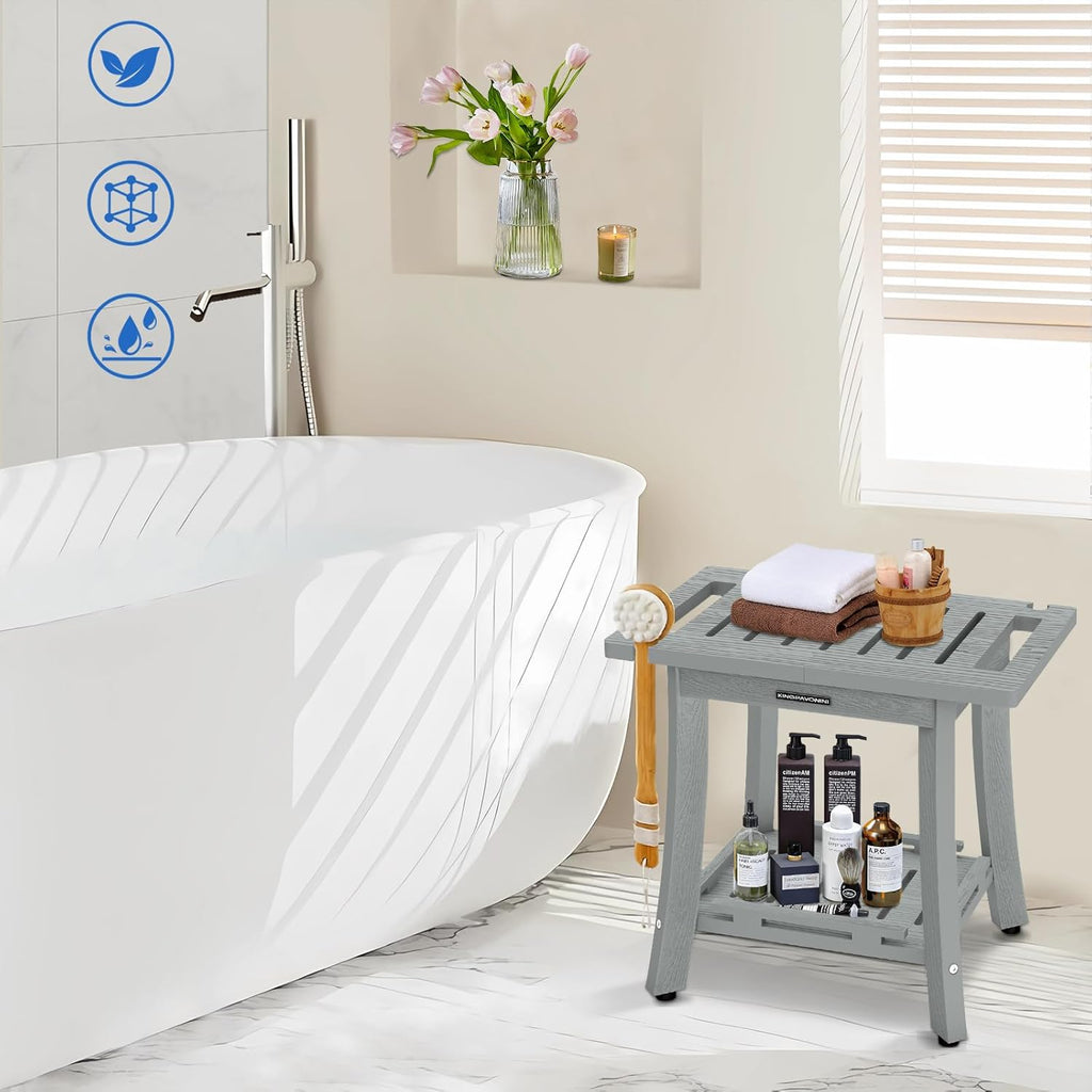 HDPS Shower Benches for Inside Shower to Sit on, Waterproof Shower Stool for Shaving Legs, Heavy Duty 400LBS Shower