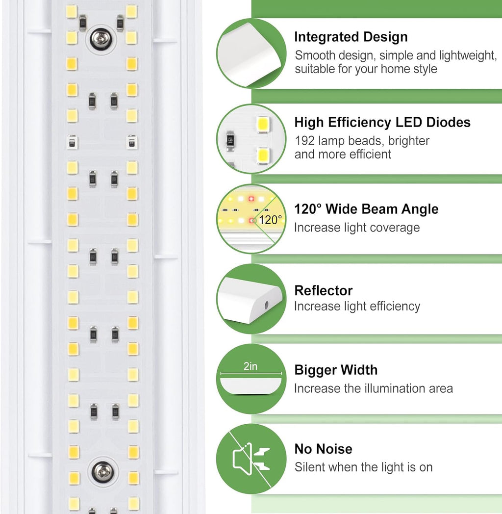 Grow Light, Full Spectrum Plant Light Strip for Indoor Plants, 96 LED Bright Grow Lamp with Auto On/Off Timer