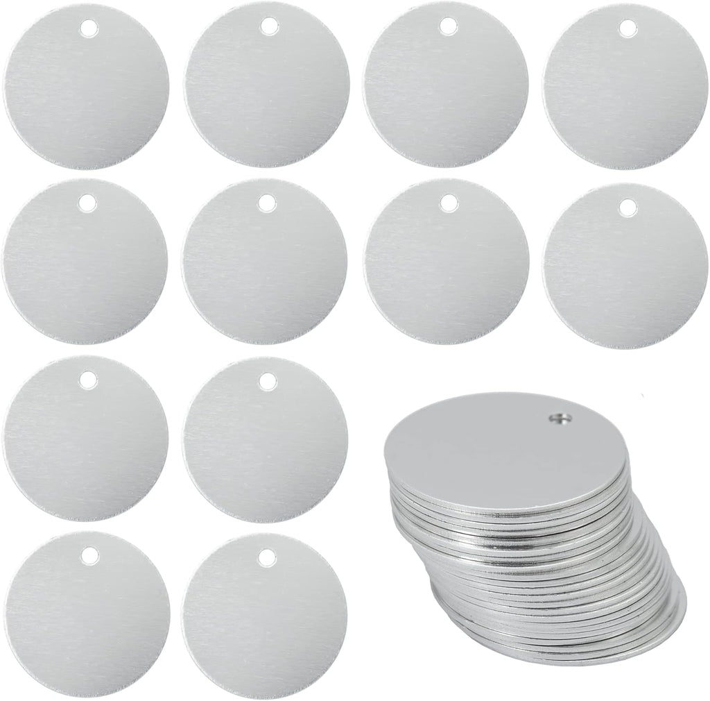 Round Aluminum Blank Tags Stamping Blanks Engraving Blanks 25 Pack (Siver)