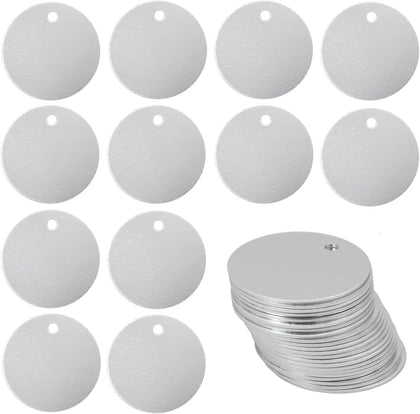 Round Aluminum Blank Tags Stamping Blanks Engraving Blanks 25 Pack (Siver)