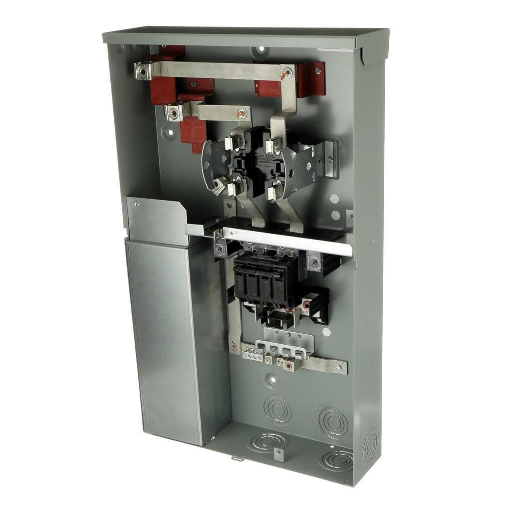 MIDWEST R281CB1ETG 200A Ringless Meter Socket Load Center • 4-Space, 8-Circuit Combo Panel with Main Breaker • Overhead/Underground Feed • Outdoor Enclosure • Surface Mount