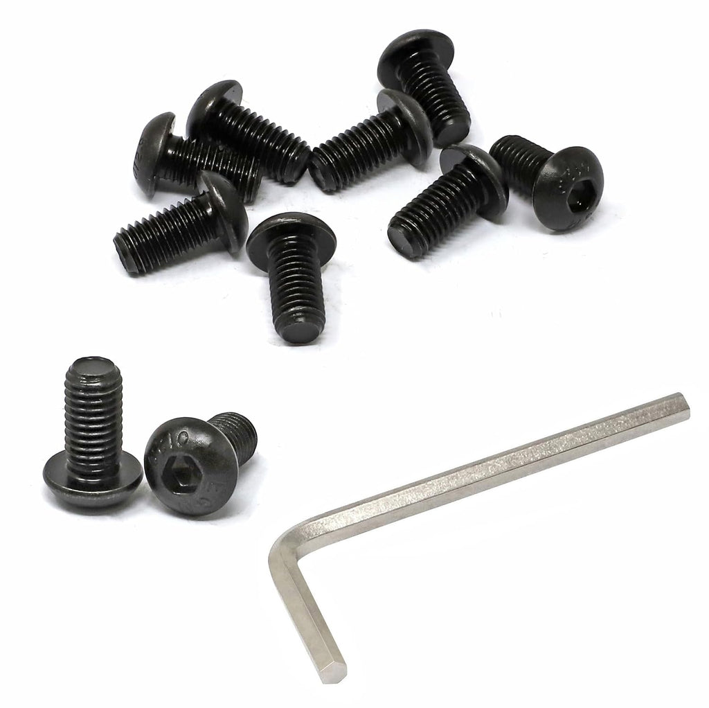 iexcell 10 Pcs M10 x 20mm Thread Pitch 1.5 mm Alloy Steel 12.9 Grade Hex Socket Button Head Cap Screws Bolts Kit, Black Oxide Finish