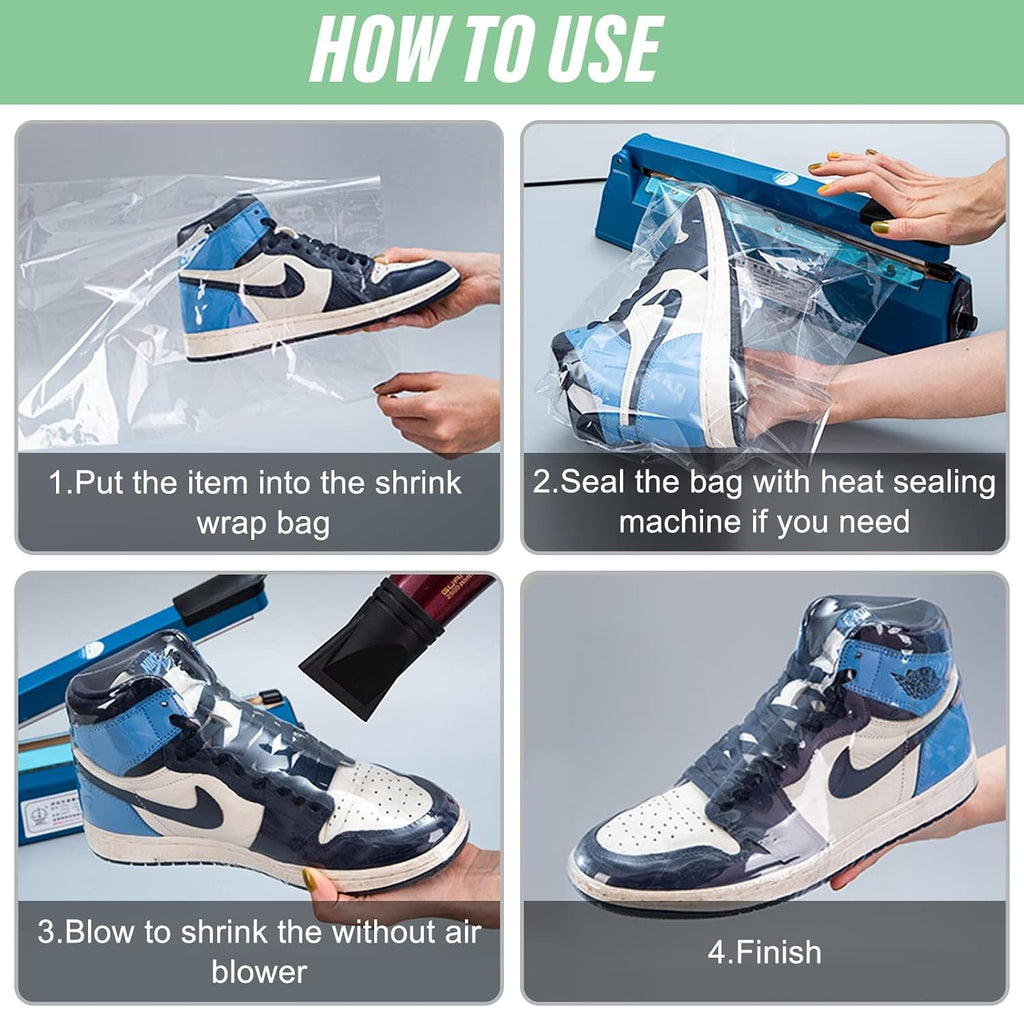Shrink Wrap Bags, 100 PCS 10x14 Clear PVC Heat Shrink Bags for Shoes