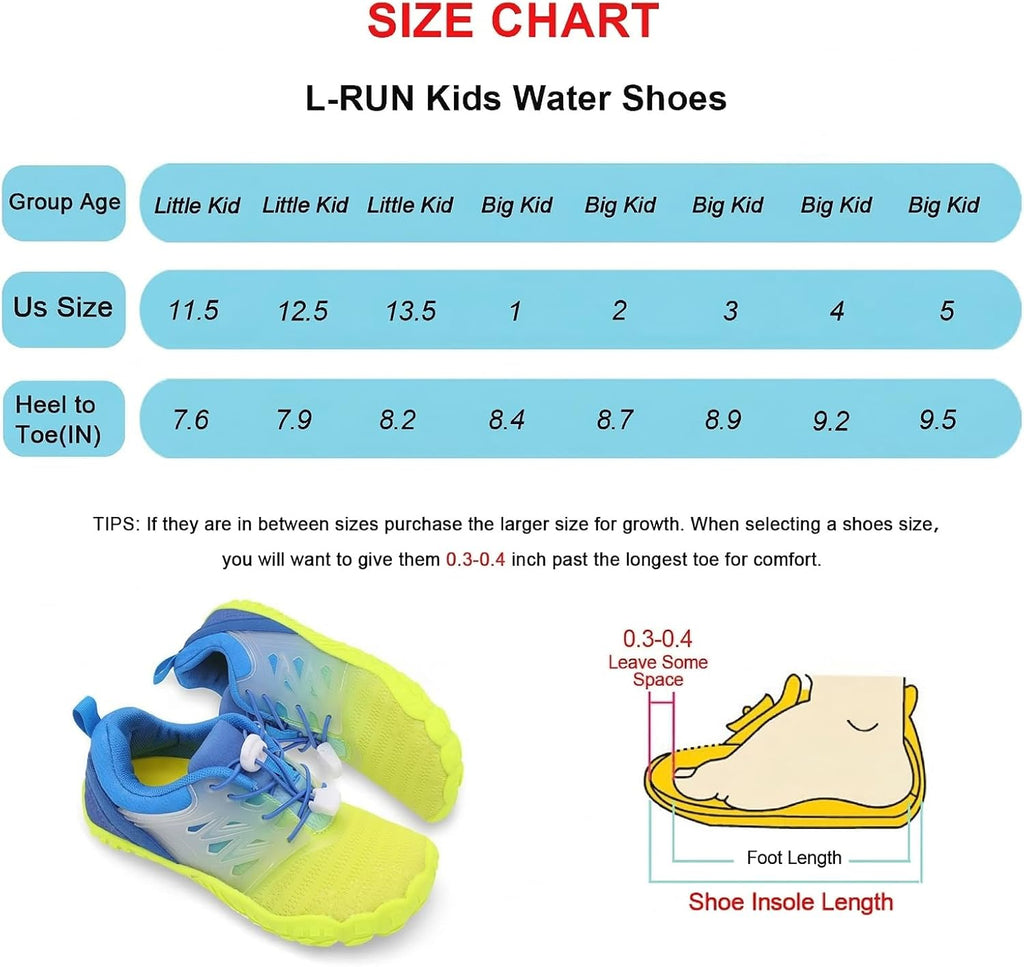 Kids Water Shoes Quick Dry Boys Girls Barefoot Shoes for Beach Pool Sand Non-Slip Outdoor Athletic Walking Sneaker