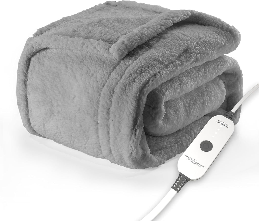Royal Sherpa Foot Pocket Heated Throw Electric Blanket, 50" x 60", 4 Heat Settings, 4-Hour Auto Shut-Off, Warming