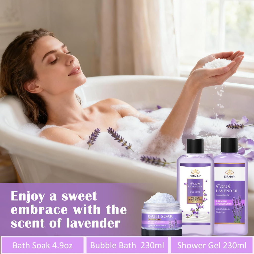 Gift for Women, Spa Gift Baskets for Women - 17pcs Lavender Sets with Body Lotion, Bubble Bath, Relaxing Bath Sets