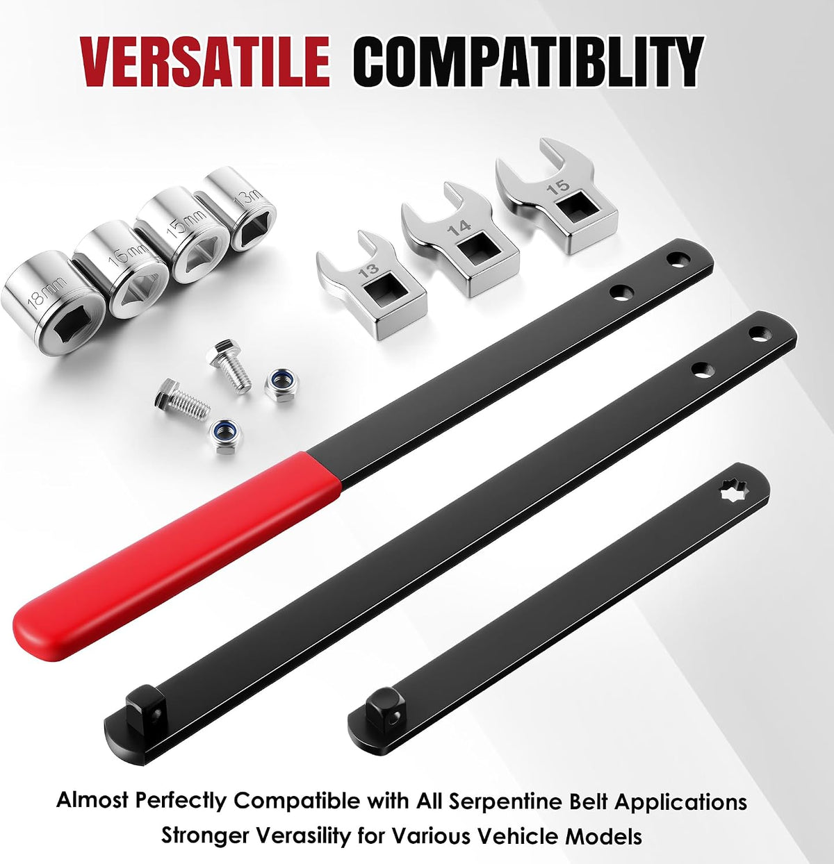 Universal Serpentine Belt Tool Kit, Tensioner Wrench(Red)