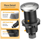ANWOLL Air Activated Sinktop Switch Push Button for Garbage Disposal, Stainless Steel Brushed/with Air Hose, Long Brass Cover