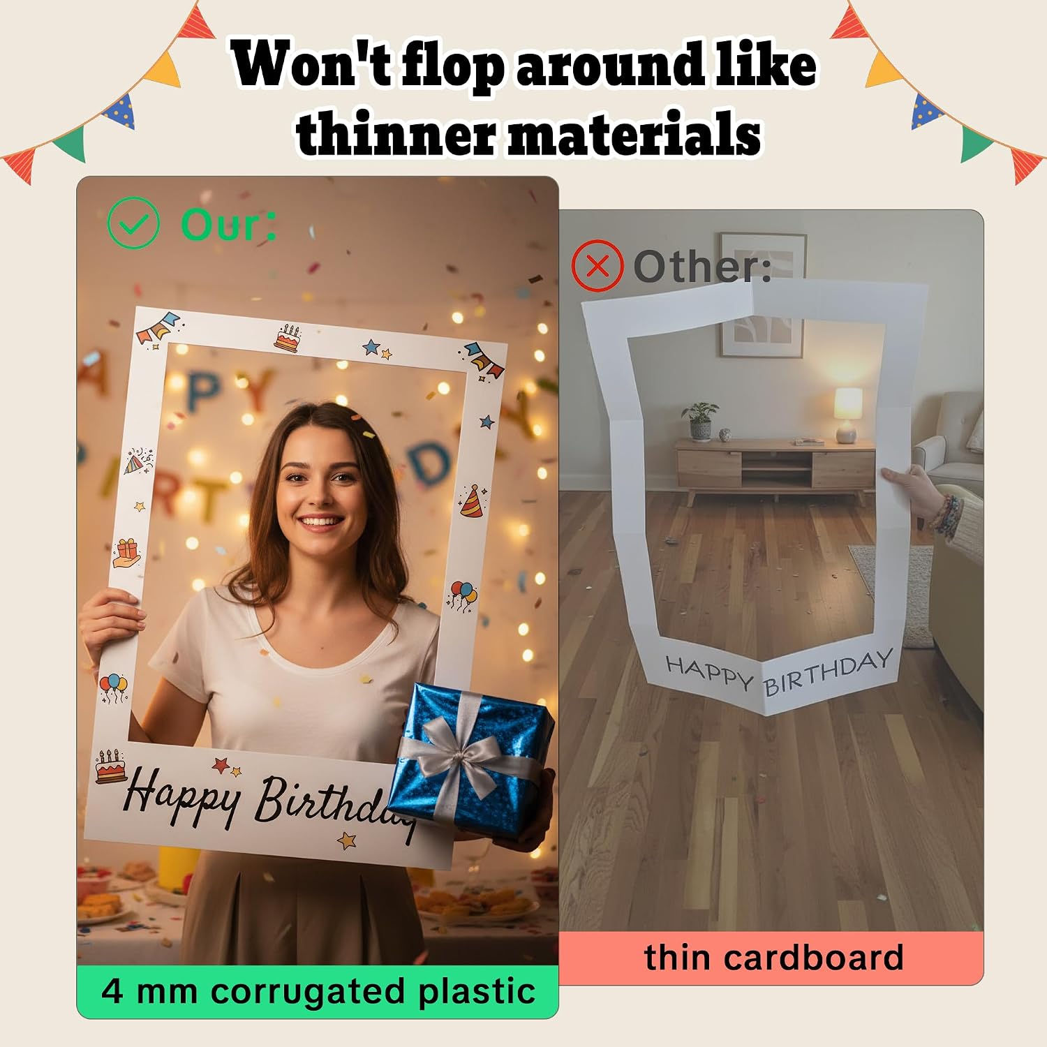 40 x 30 Inch Large Photo Booth Frame Selfie Frame,Blank DIY Cutout Props for Birthday,Wedding Photo Prop,Graduation