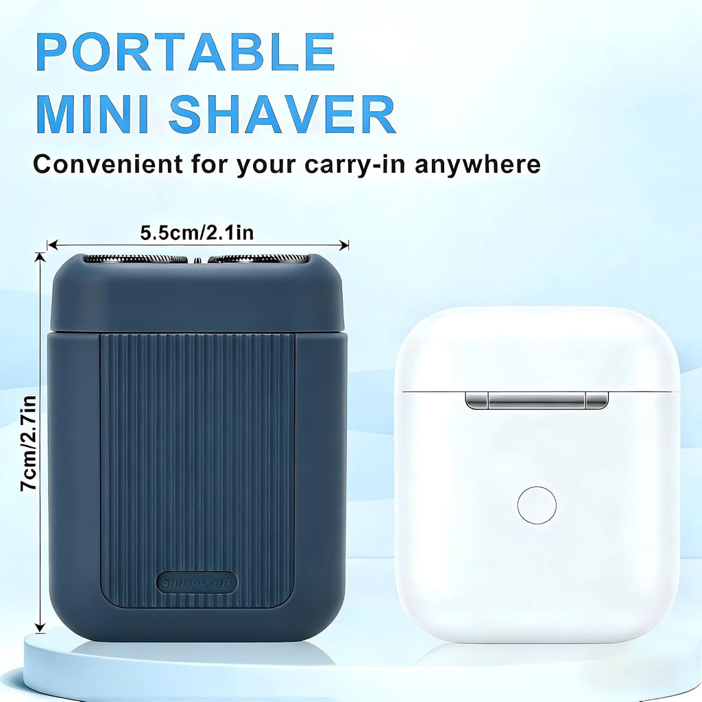 Dual Head Electric Shaver for Men, Rechargeable USB Portable Razor, Wet & Dry Washable Rotary Shaver, Compact Travel