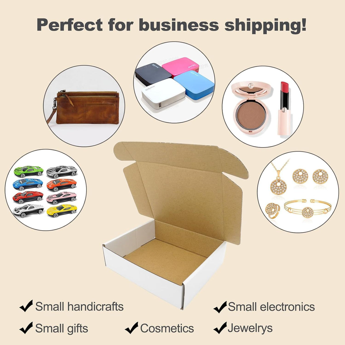 6x4x2 Small Shipping Boxes, White Mailing Box Mailer Flat Corrugated Cardboard Mailers for Business Packaging Mailing
