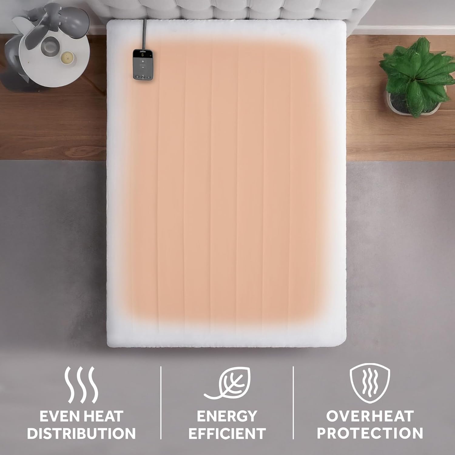 Polyester Wi-Fi Connected Mattress Pad, Electric Blanket, 10 Heat Settings, Full Size