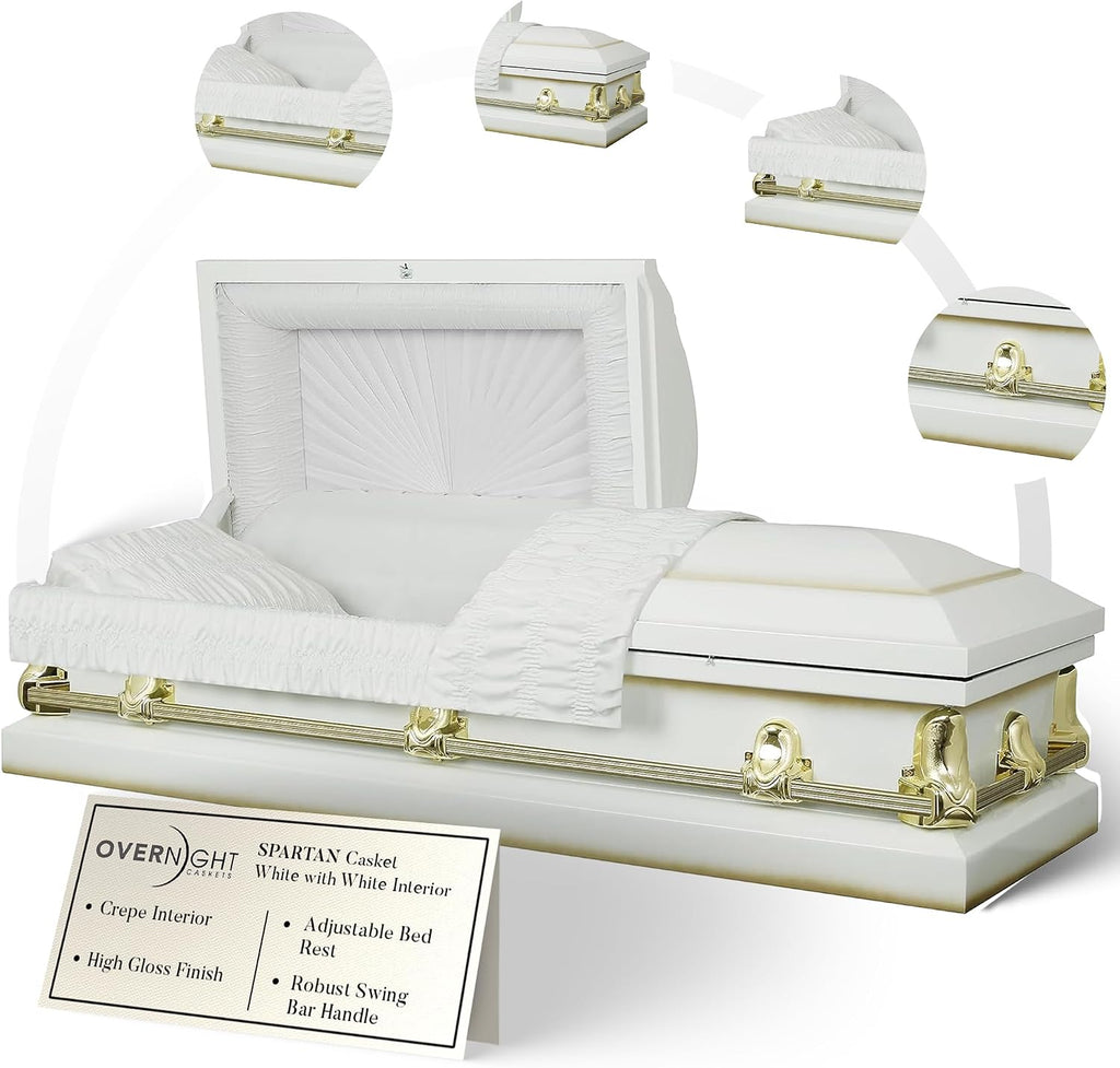 Spartan Collection Funeral Casket White w/White Interior