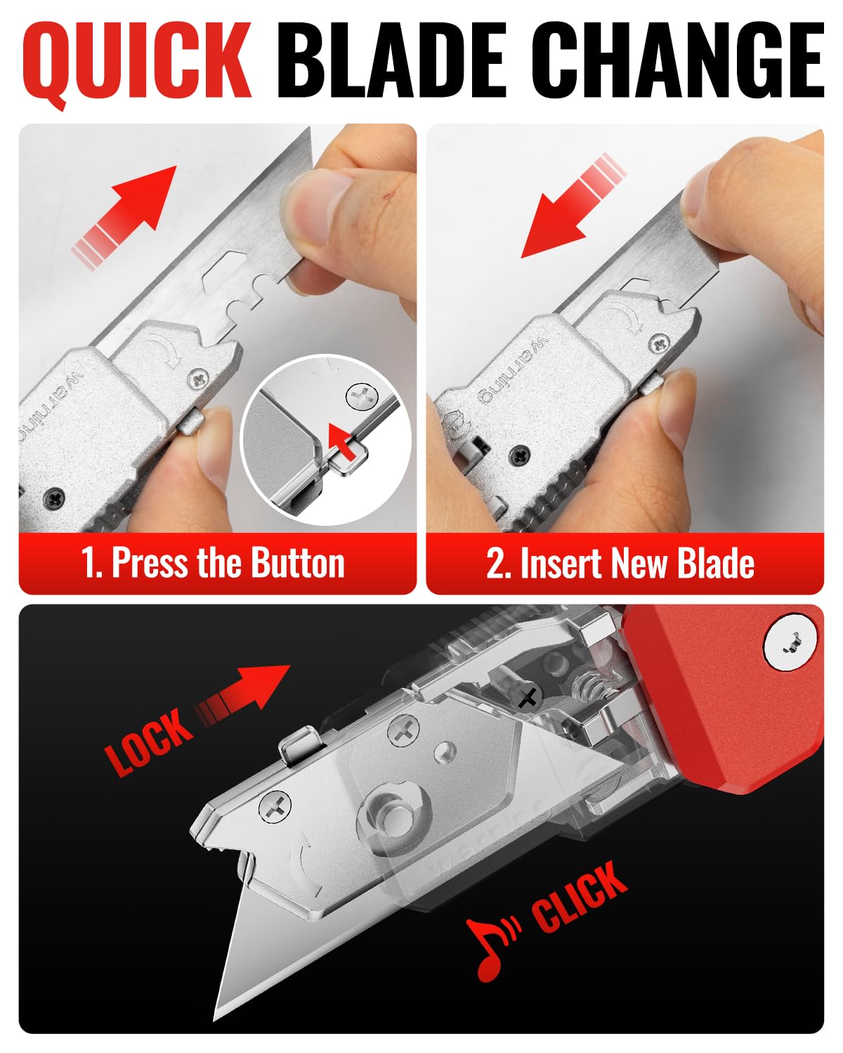 2-in-1 Folding Utility Knife & Scraper with 13 SK5 Blades