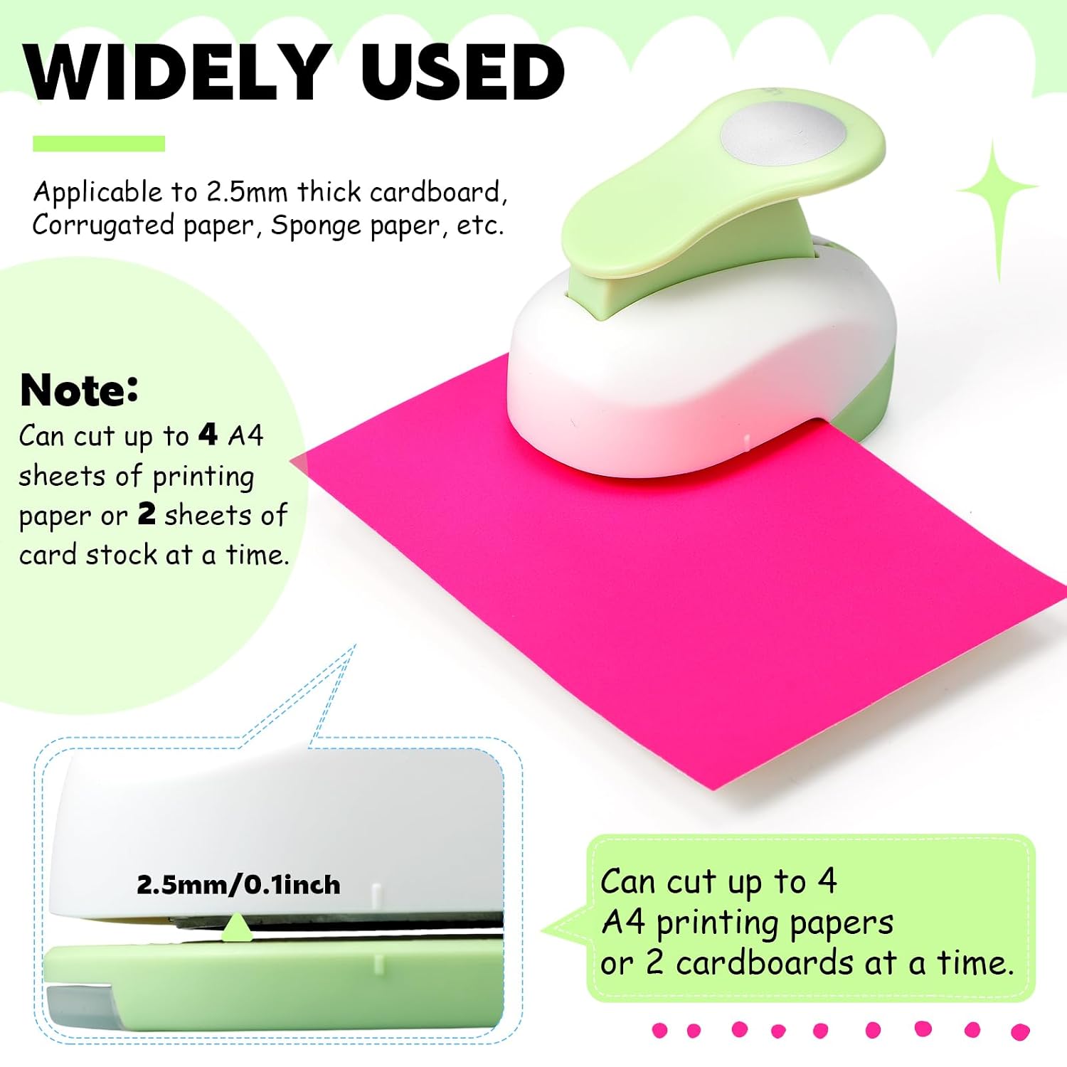 6 Pcs Circle Punch Set 3in/2in/1.5in/1in/0.6in/0.3in Scrapbook Hole Punchers Crafting with 10 Sticker Paper Round