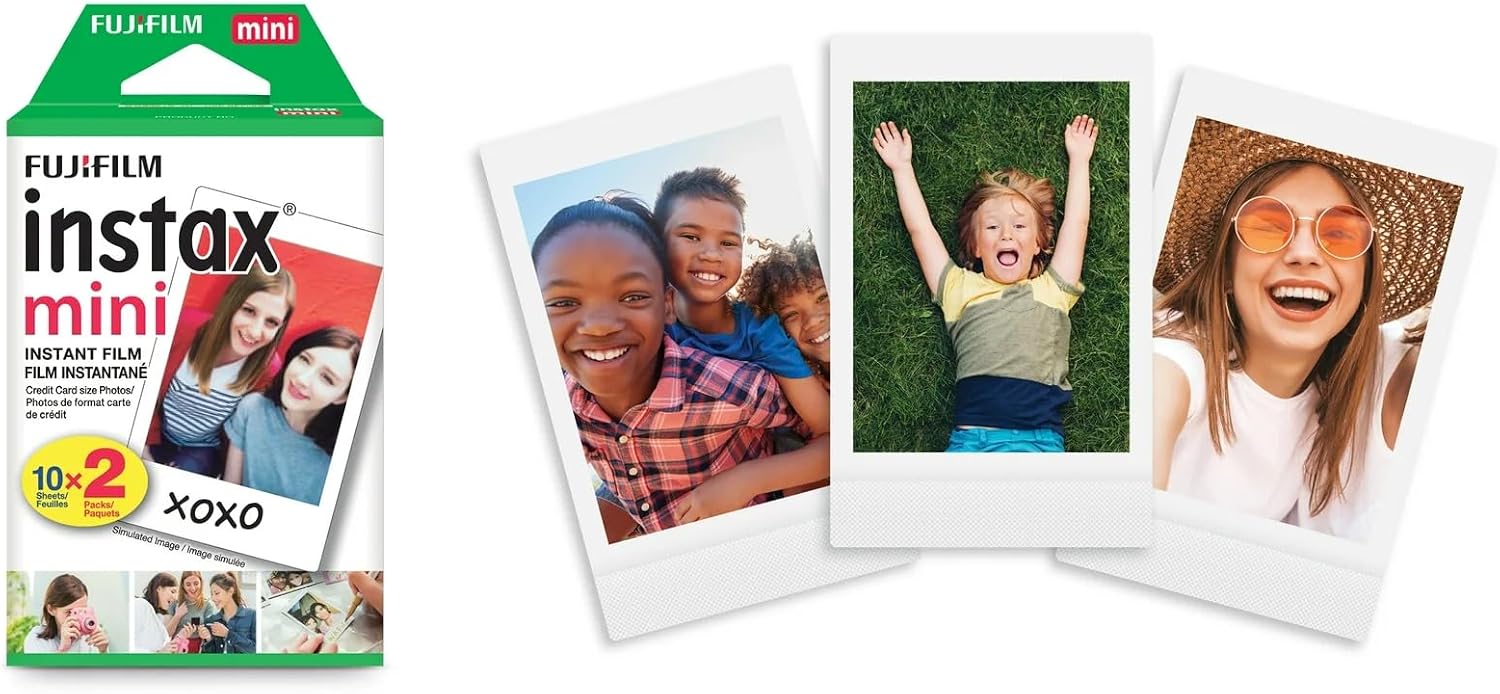 Mini Instant Film (White) for Mini 8,9,11,12,50s, 25, 7s, 90, 300 Cameras, Instax Mini Link's W/Microfiber Cloth by