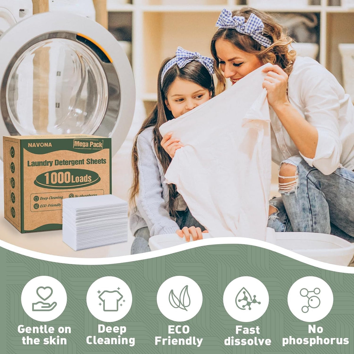1000 Loads Mega Pack Laundry Detergent Sheets, Fresh Scent