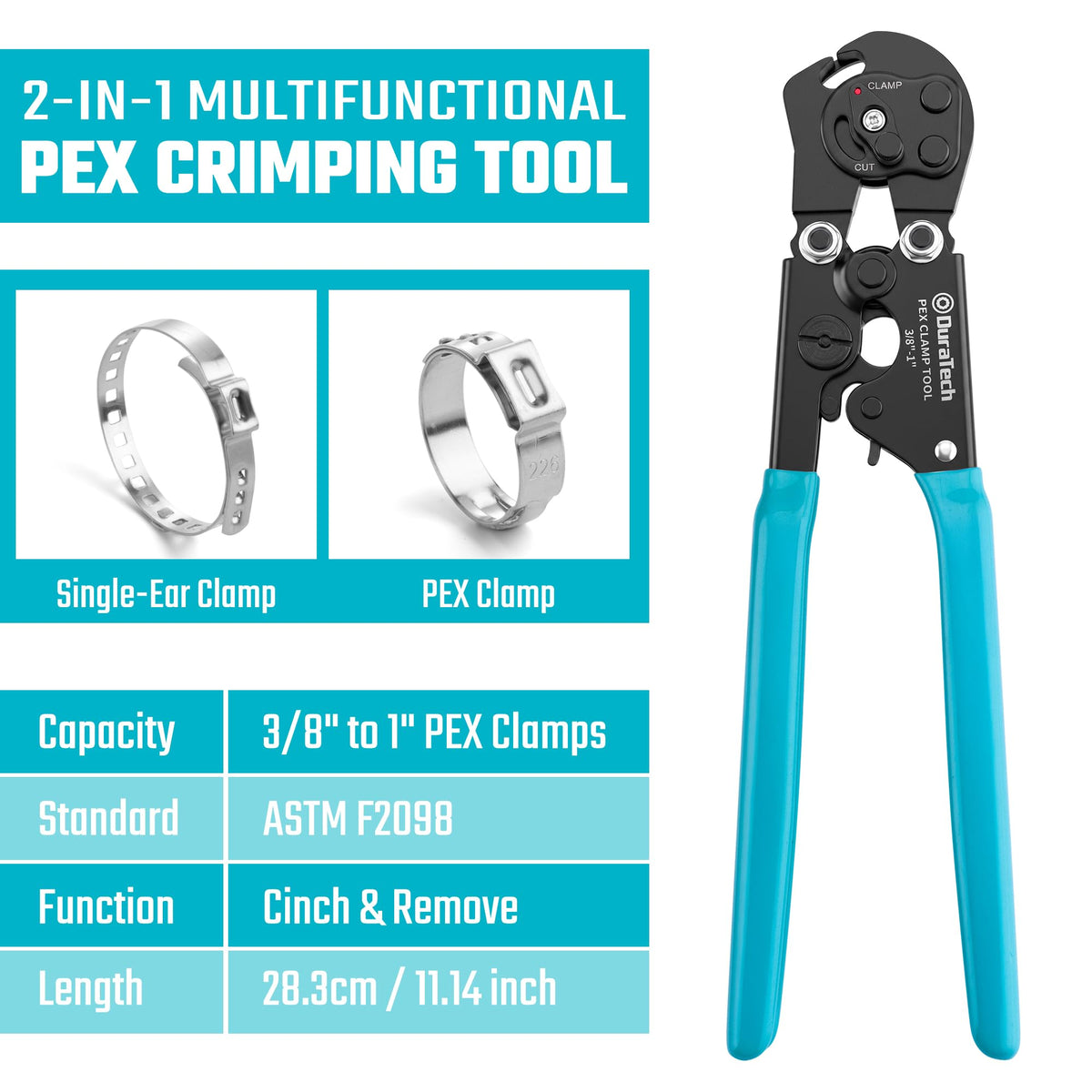 DureTech 2IN1 Ratchet PEX Crimping Tool