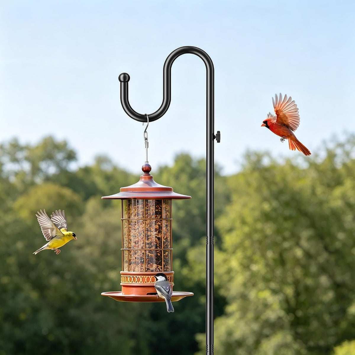 74" Shepherds Hook Stand: Hanging Bird Feeders, Wind Chimes, Plants
