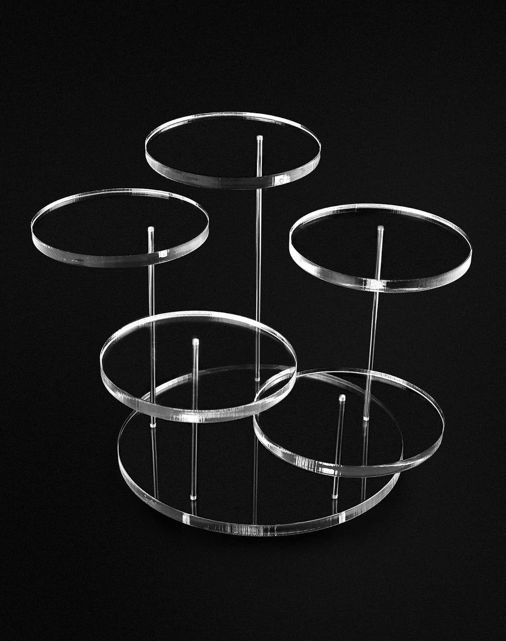 Round Acrylic Products Display Riser Stands, 5 Tier Displaying Risers Display Stands for Rings Earrings and Mini