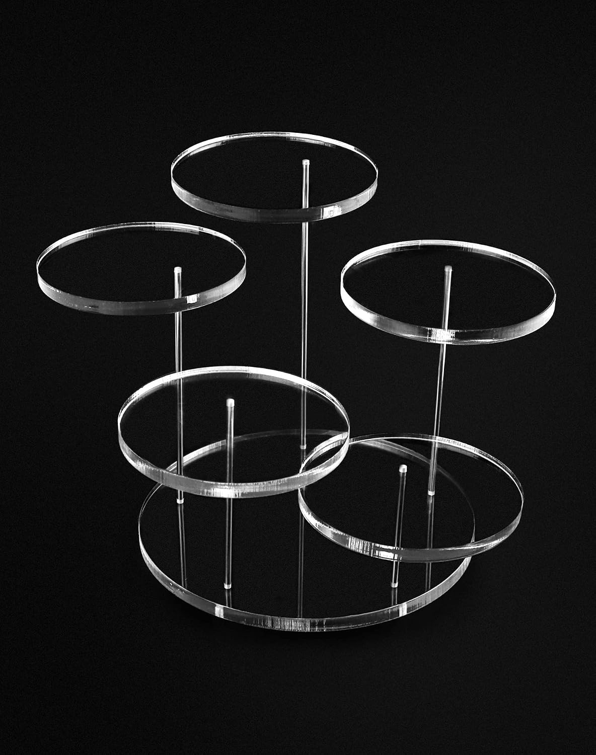 Round Acrylic Products Display Riser Stands, 5 Tier Displaying Risers Display Stands for Rings Earrings and Mini