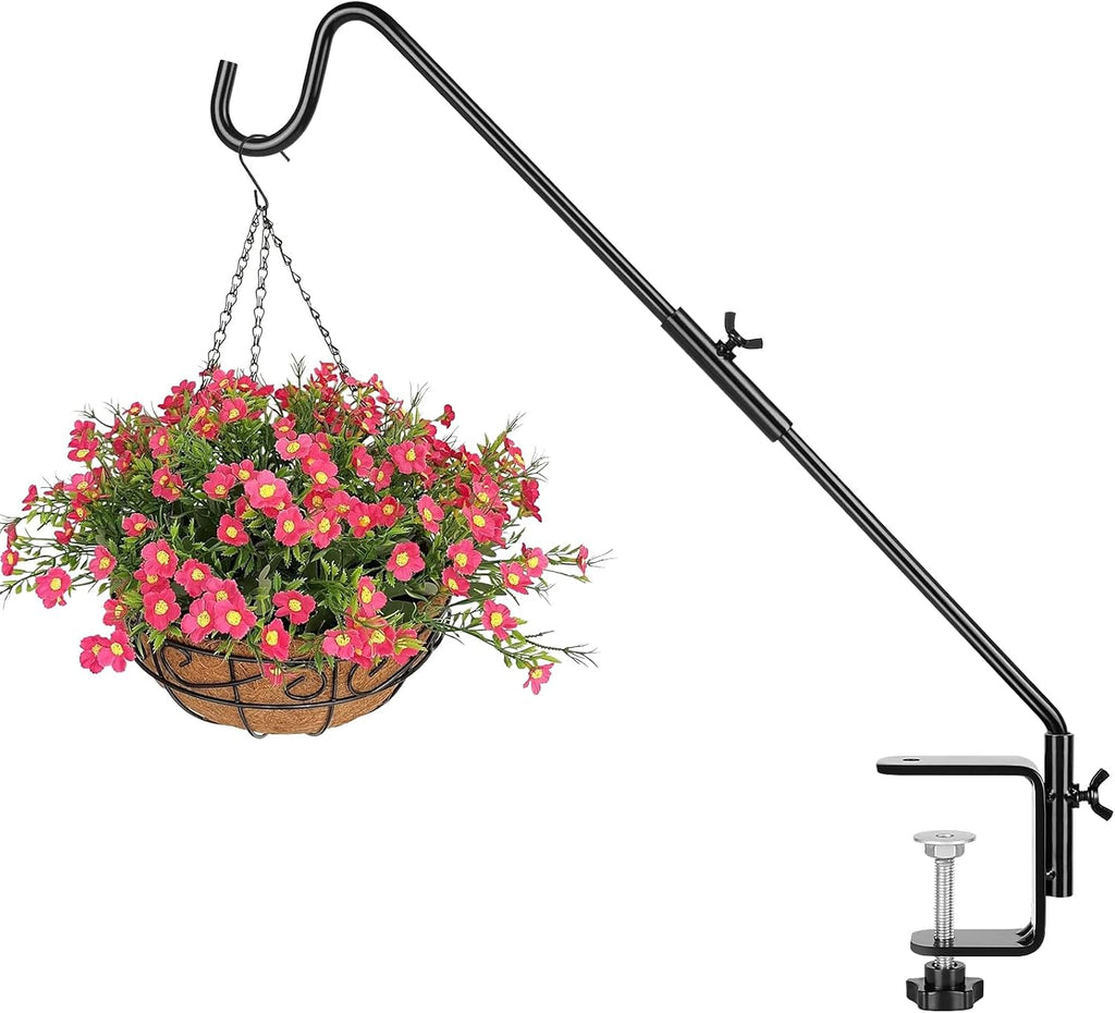 Deck Hook, 20 Inch Bird Feeder Hanger for Hummingbird Feeders, Black