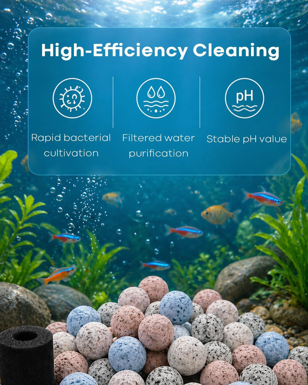 2 Pack Ceramic Bio Balls Sponge G1 Filter Media Replacement, Ceramic Rings Media Biological Material Filtration 1 to