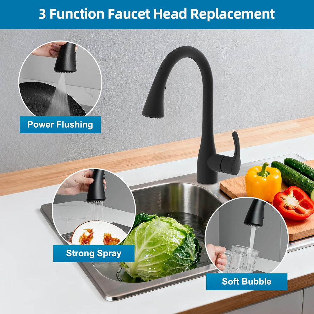 Curve Kitchen Faucet Sprayer Head Compatible with Kohler, Matte Black