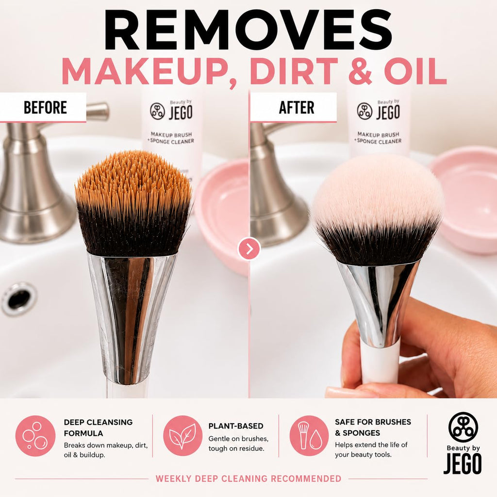 Makeup Brush Cleaner Solution - Sponge Cleaner - Make Up Brush Liquid Cleanser - Hypoallergenic & Plant-Based