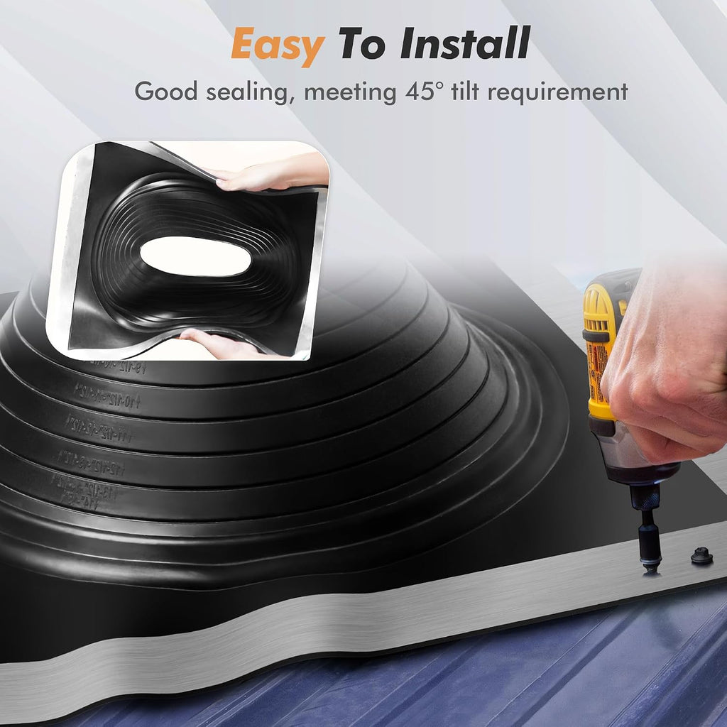 #8 Epdm Metal Roof Vent Boot, Flexible Roofing Boots Fits Pipe Od 6 3/4'' to 15'', Metal Roof Jacks Flashing for
