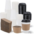 Coffee Cups, 50 Pack 12 oz Disposable Coffee Cups with Lids | and Sleeves Leak-proof & Sturdy Thick Paper, To Go Hot