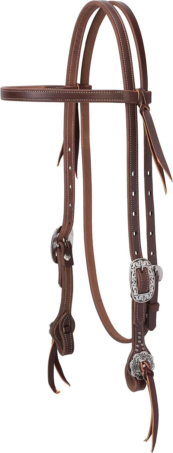 Weaver Leather Working Tack Straight Browband Headstall with Floral Hardware, 10-0640