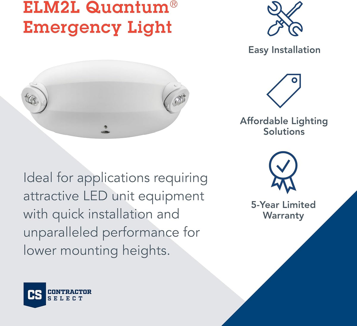 Lithonia Lighting Quantum Emergency Light, 2 Aimable Lamp Heads, 120/277V
