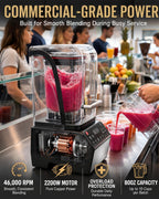 Quiet Blender, 80 oz Commercial Countertop Blender with Noise-Reducing Shield, 2200W Pure Copper Motor, 46000RPM, 6