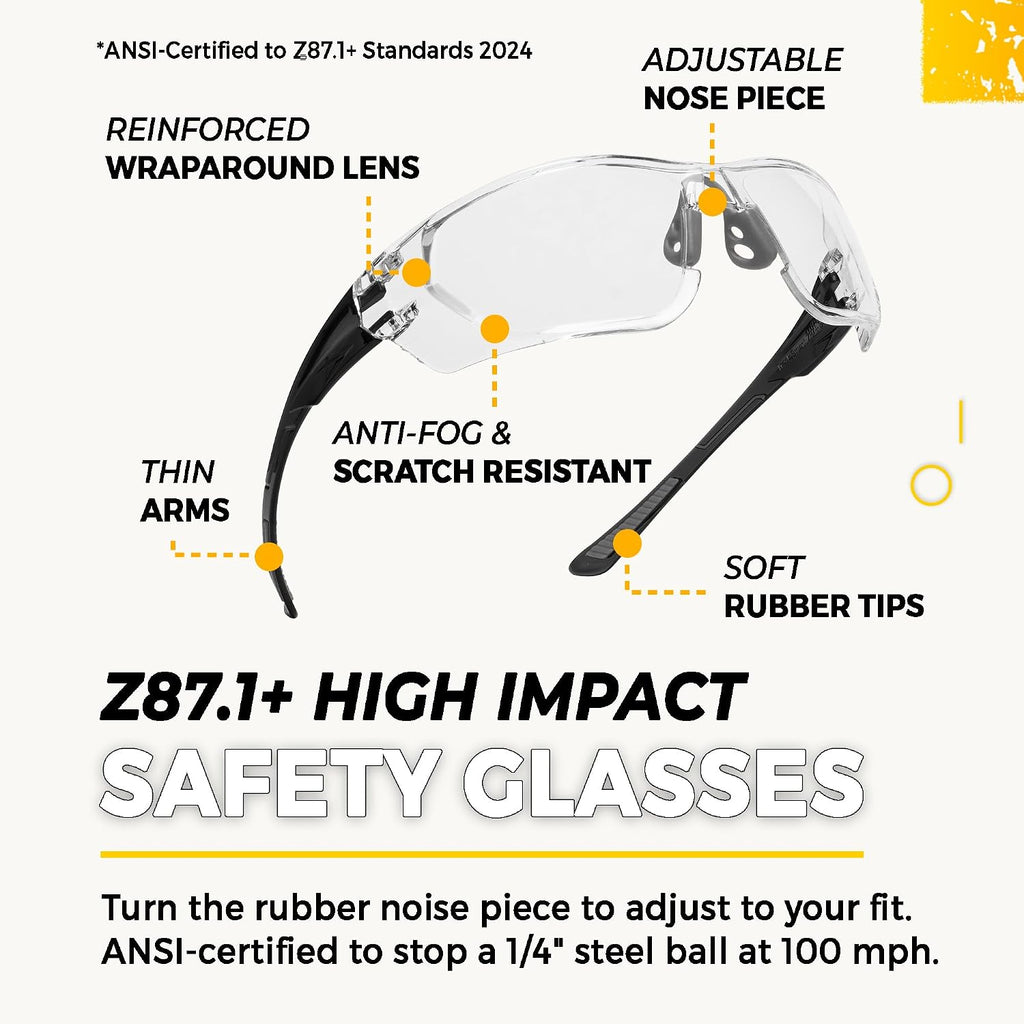 Shooting Ear & Eye Protection Kit, NRR 28 | Earmuffs and Z87.1+ clear/tinted safety glasses kit. Best indoor and