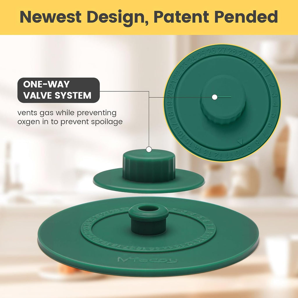 Original Patented Airlock Fermentation Lids for Wide Mouth Mason Jars, Fermenter Caps, Fermentation Kit for