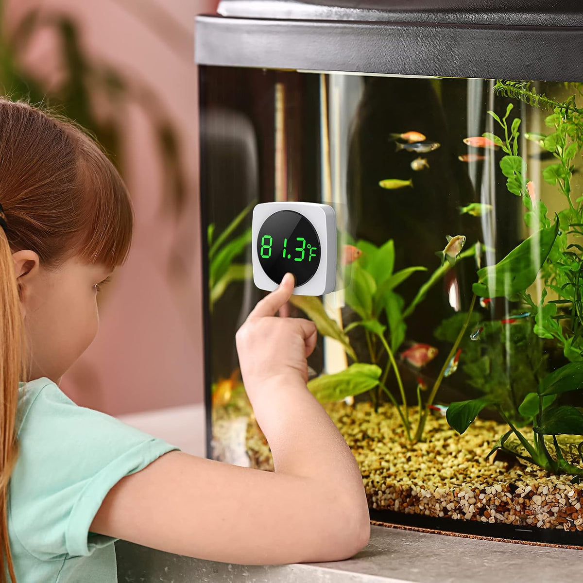 Aquarium Thermometer, LED Digital Fish Tank Thermometer, White