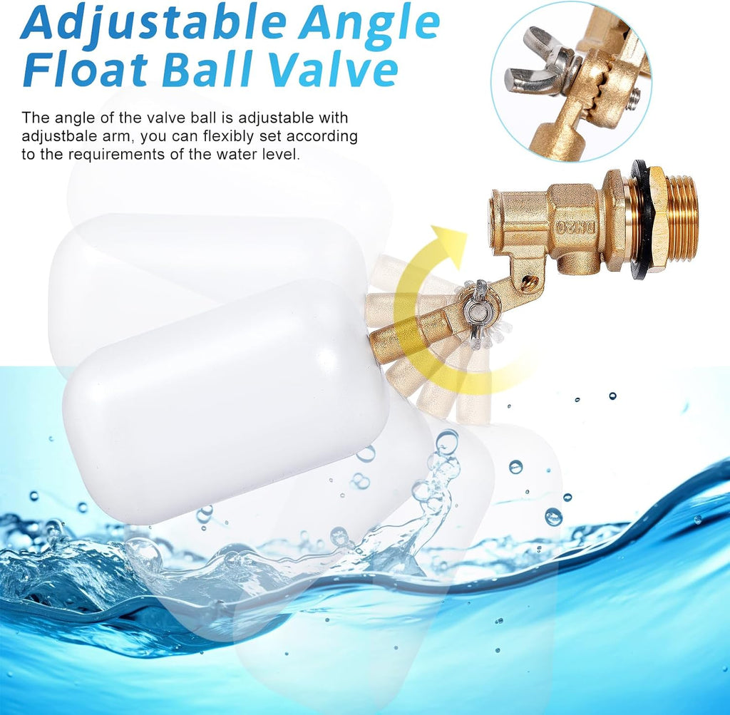 2 Pack 3/4 inch Brass Water Float Valve Pool Auto Fill Float Valve