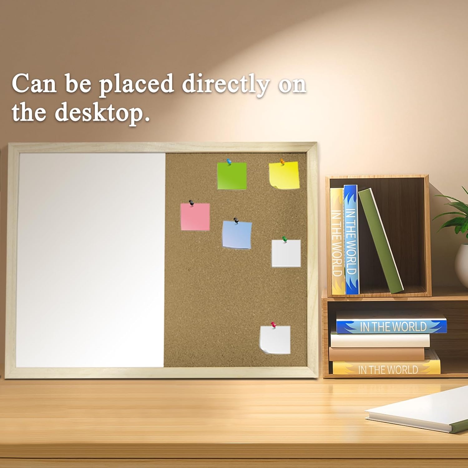 16.5 x12.6 Inches Dry Erase Cork Bulletin Combination Board, Notice Memo Wall Mounted Vision for Home, School and