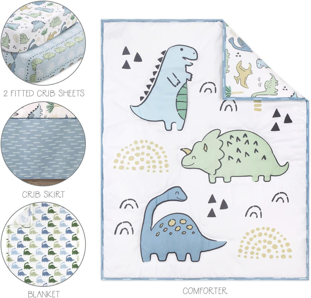 5 Piece Baby Crib Bedding Set for Boys - Newborn, Infant & Toddler Nursery Bed Set Decor with Fitted Crib Sheets